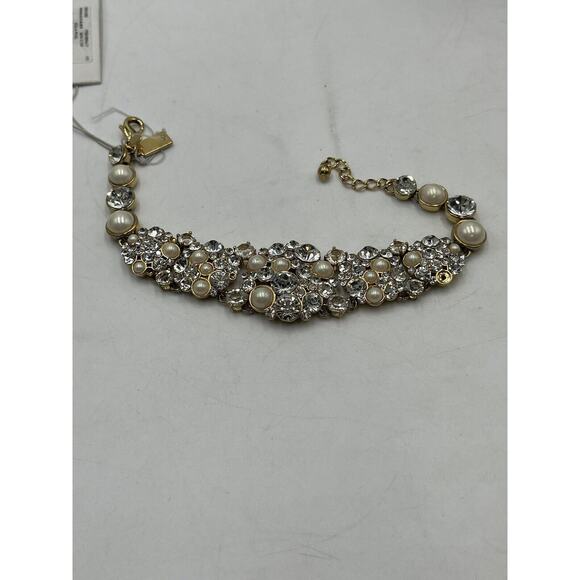 Kate Spade NY Gold Plated Crystals White Faux Pearls Pick a Pearl Bracelet New - Picture 2 of 16